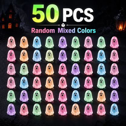 Glow In Dark Cute Ghost Resin Bead Set, Random Pattern Luminous Decorative Charms👻