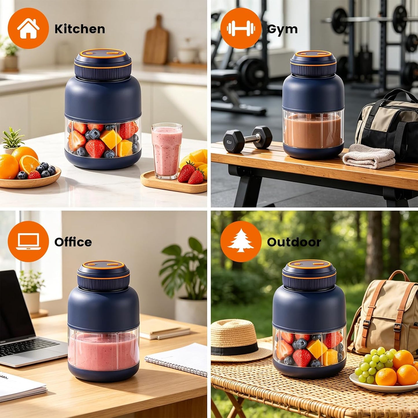 Portable Household Appliances Juicer, 1300ml Large Capacity USB Rechargeable Juice Blender Cup🍹