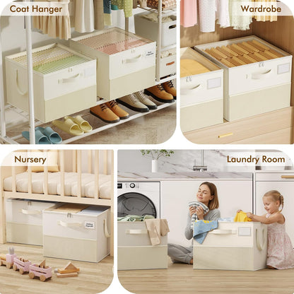 Foldable Shoe Organizer for Closet with Clear Cover, Large Stackable Shoe Storage Box✨