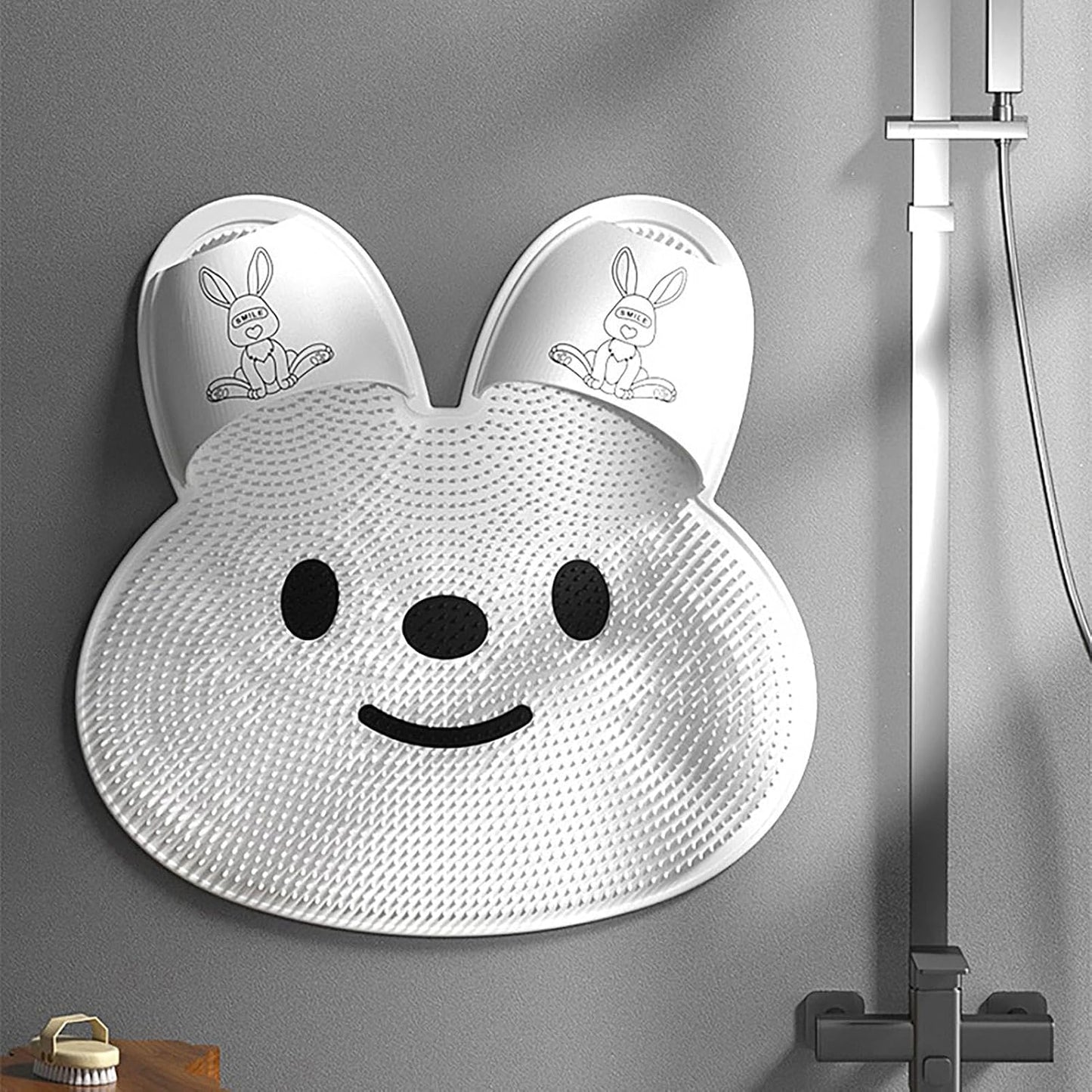 Upgrade Shower Foot Scrubber Mat with Non‑Slip Suction Cups, Rabbit‑Shaped Silicone Foot Scrubber in Shower 🐰