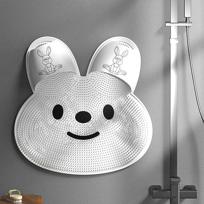 Upgrade Shower Foot Scrubber Mat with Non‑Slip Suction Cups, Rabbit‑Shaped Silicone Foot Scrubber in Shower 🐰