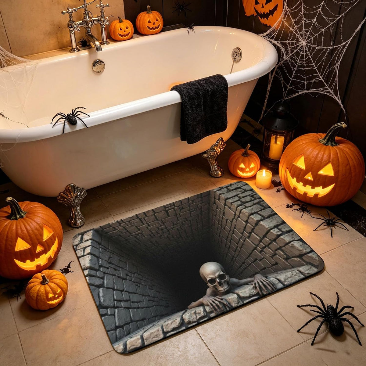 Halloween Decorations, Halloween Door Mat, Illusion Rug 3D Visual Hole Design Rug Spooky 👻