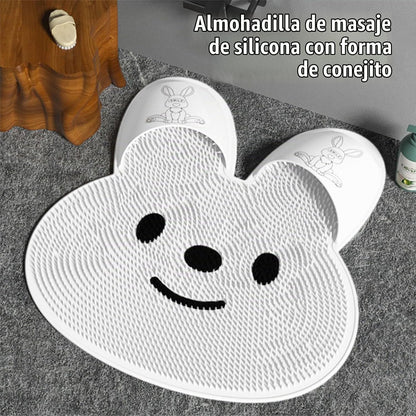 Upgrade Shower Foot Scrubber Mat with Non‑Slip Suction Cups, Rabbit‑Shaped Silicone Foot Scrubber in Shower 🐰