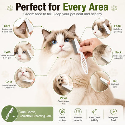 2PCS Pet Face Comb Set for Cats & Dogs, Fine Tooth Stainless Steel Grooming Comb🐾