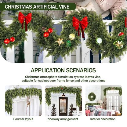 6 FT 2 Pcs Artificial Cedar Garlands, Real Touch Winter Cedar Garland🎄