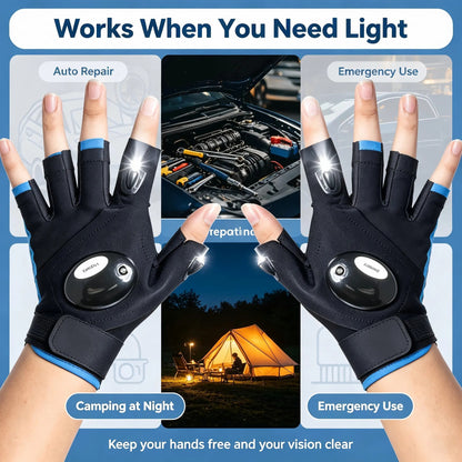 One Pair LED Finger Flashlight Gloves, Hands-Free LED Light Gloves for Fishing, Camping, Repair🧤