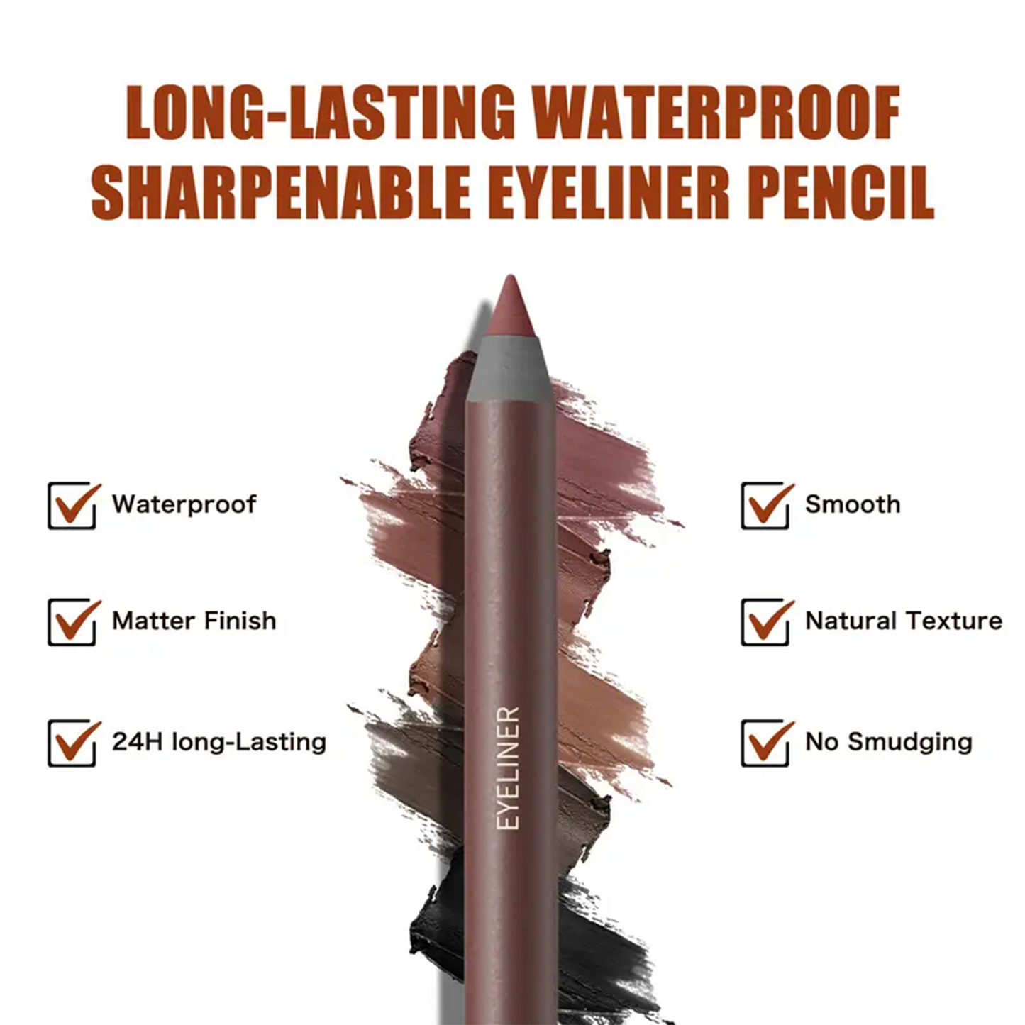 24HR Waterproof Eyeliner Pencil, Smudge-Proof Long-Lasting Eye Liner ✏️