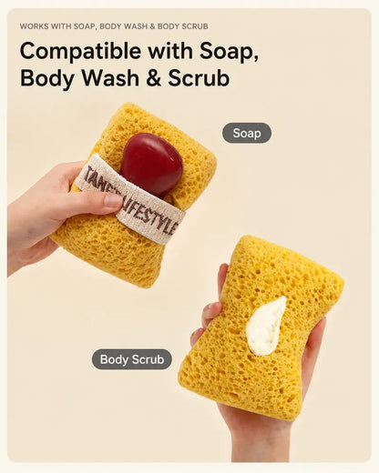 2Pcs Soft Bath Sponge with Soap Pocket,Quick Foaming Shower Scrub Sponge for Smooth Skin & Daily Body Cleaning🧼