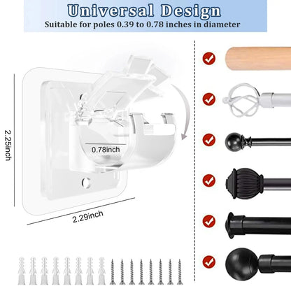 A set of 8PCS Curtain Rod Brackets with Clips-Multifunctional Adjustable Hook🪟