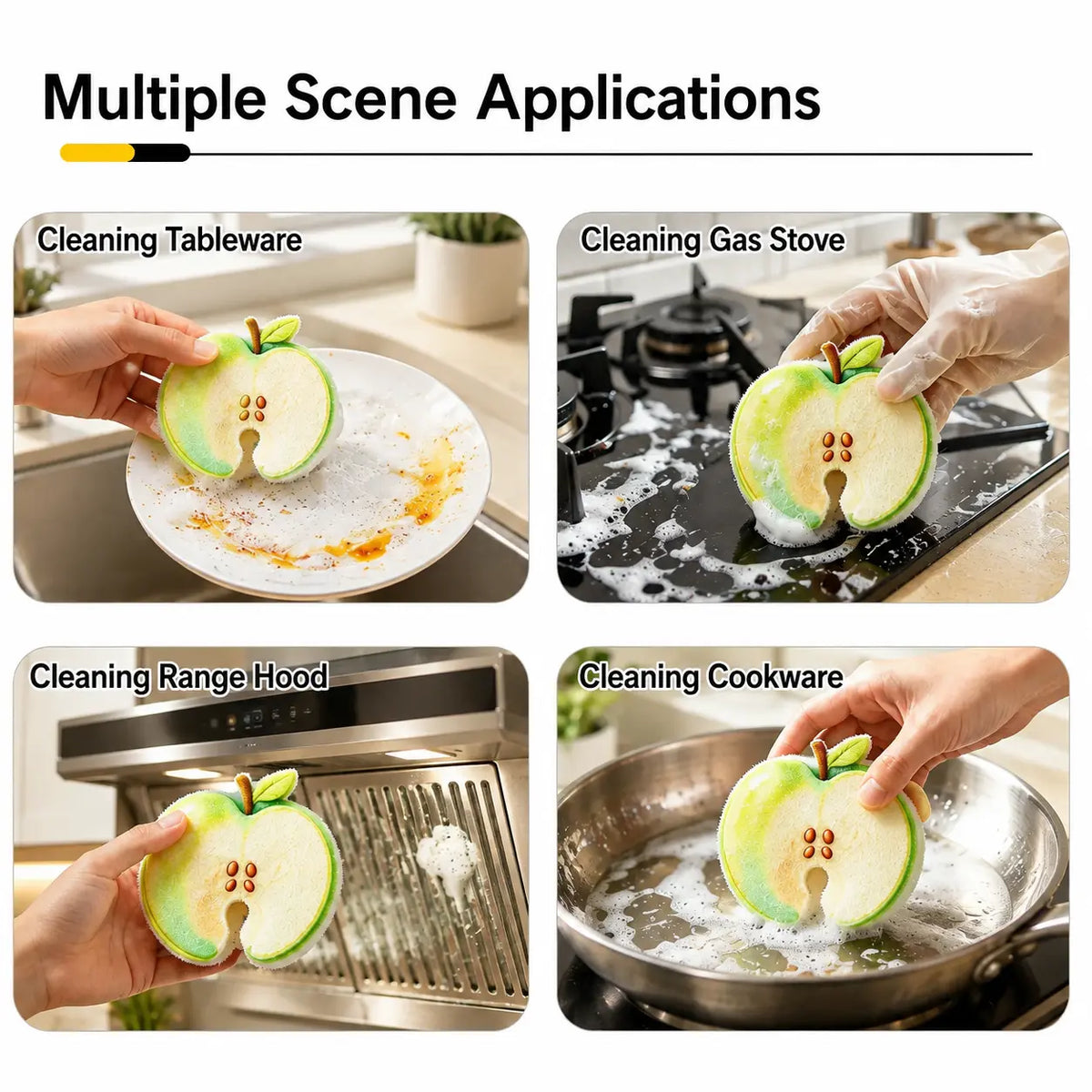 Compressed Cellulose Sponges - 3-Pack Fruit-Shaped Natural Pop-Up Kitchen Sponges🌍