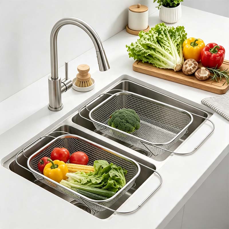 Stainless Steel Over-The-Sink Colander Strainer Basket🧺