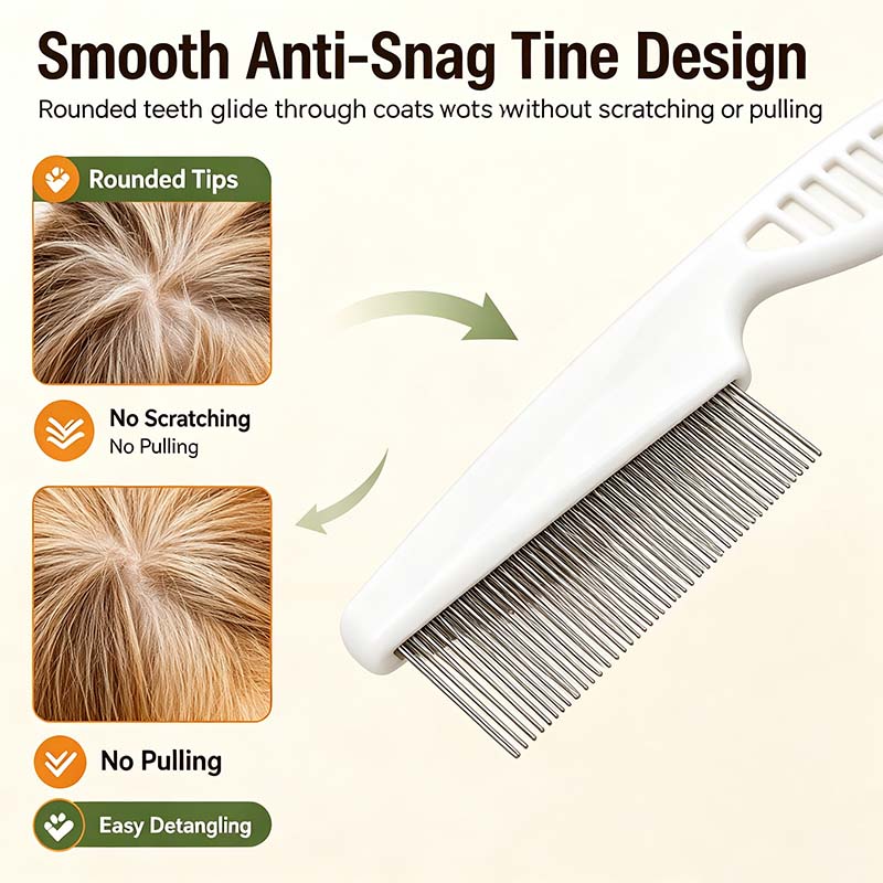 2PCS Pet Face Comb Set for Cats & Dogs, Fine Tooth Stainless Steel Grooming Comb🐾