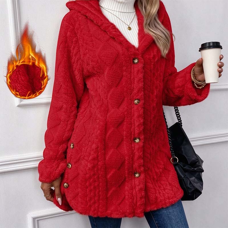 Women's Hooded Double-Sided Fleece Cardigan Long Sleeve Casual Warm Outerwear 🧥