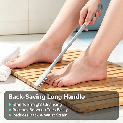 Long-Handle Silicone Soft Pedicure Tool, Shower Foot Cleaning Brush 🚿🦶