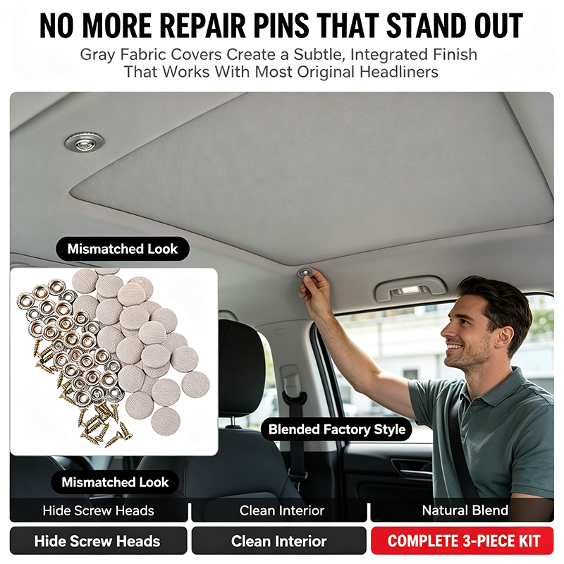 50 Pack Car Roof Headliner Repair Buttons, Fabric Covered Retainer Screws🪡