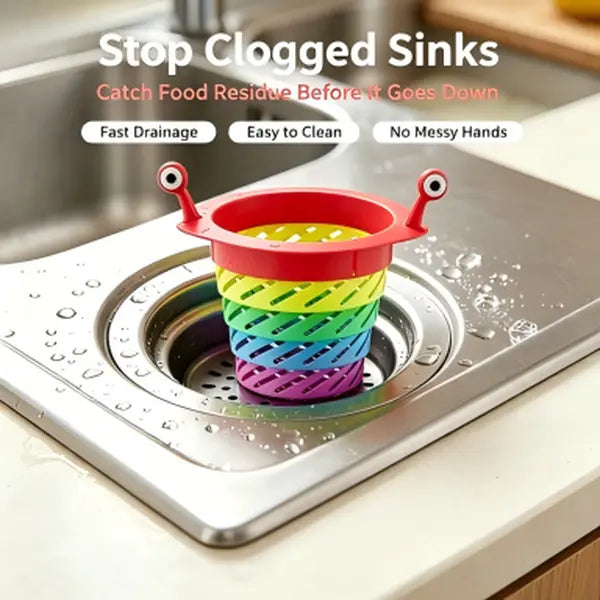 3PCS Rainbow Expandable Sink Strainer Basket, Rotatable Retractable Kitchen Sink Drain Filter🌈💧