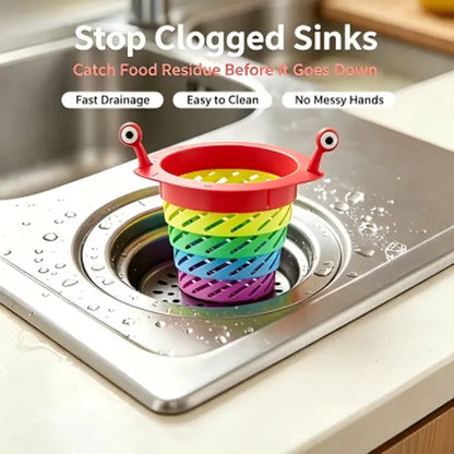3PCS Rainbow Expandable Sink Strainer Basket, Rotatable Retractable Kitchen Sink Drain Filter🌈💧