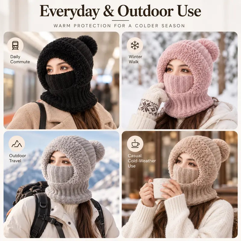 Girls' 3-in-1 Fleece Winter Balaclava - Keep Warm Face Covers & Mask 👧❄️