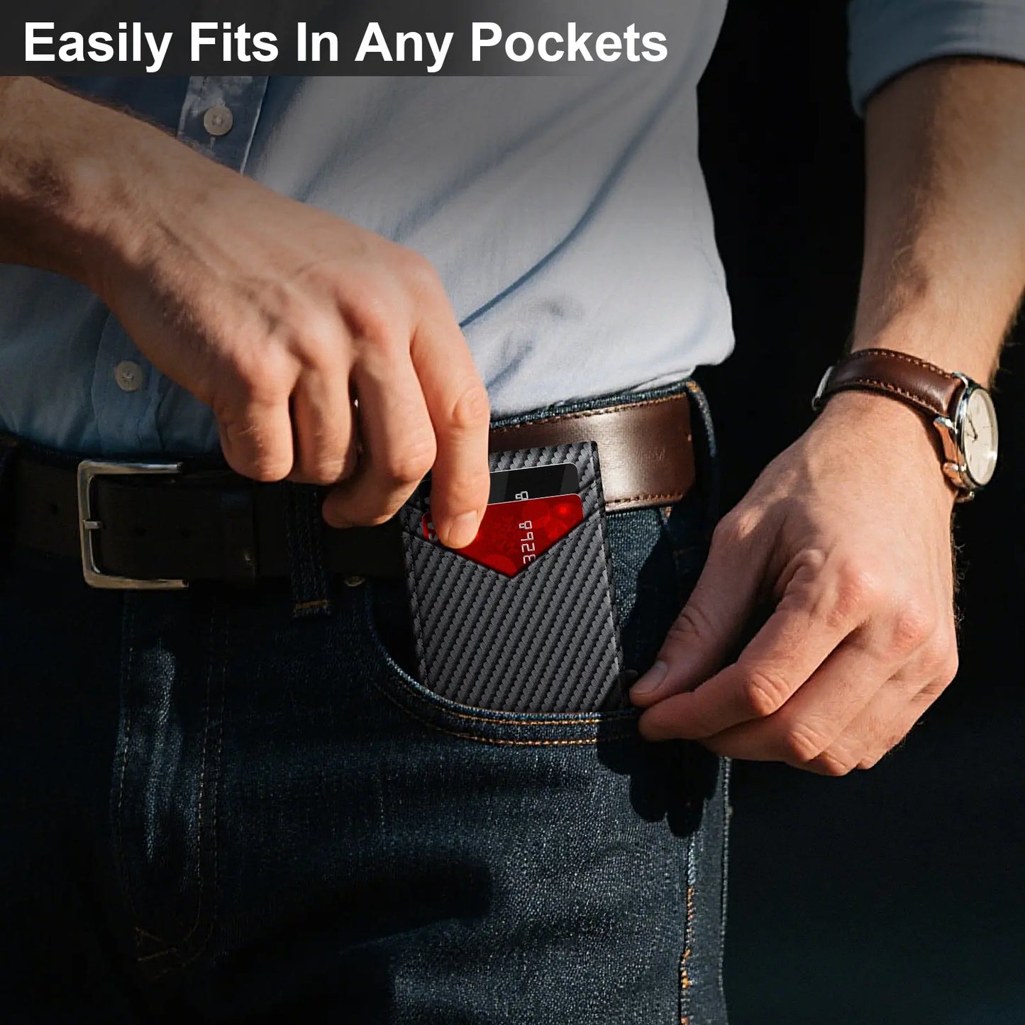 Men's RFID Minimalist Bifold Wallet - 1 ID Window, Pop-Up Card Holder, Money Clip💳