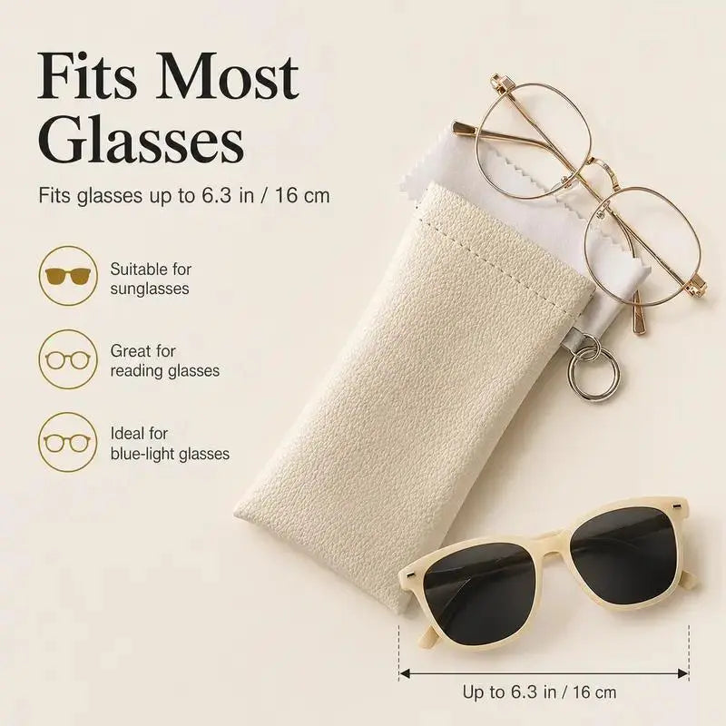 Soft PU Leather Sunglasses Pouch Elastic Opening Eyeglasses Bag🎒