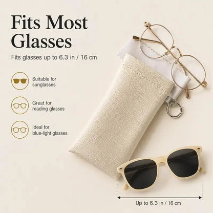 Soft PU Leather Sunglasses Pouch Elastic Opening Eyeglasses Bag🎒