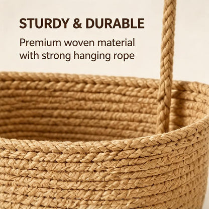 Woven cotton 3-Tier Over the Door Basket, Wall-Mounted Jute Bathroom Storage Organizer 🧺