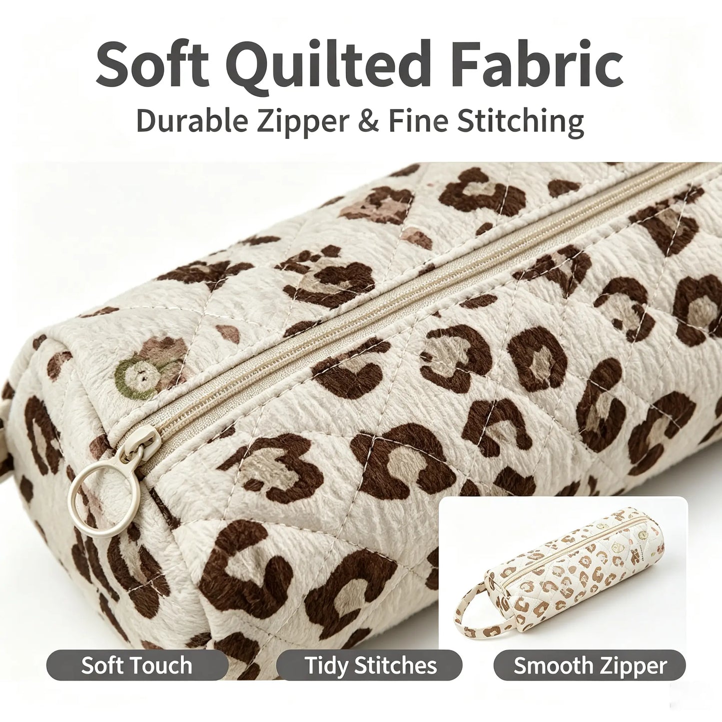 Quilted Multi‑Purpose Storage Bag, Portable Zipper Cosmetic Makeup Pouch 🎒