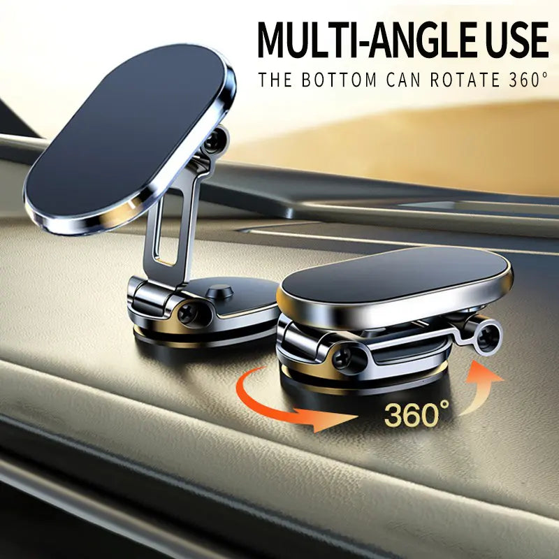 Foldable Metal Magnetic Car Phone Holder - 360° Rotating📱