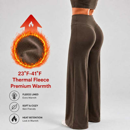 Women's Fleece Lined Wide Leg Pants,High Waisted Soft Thermal straight Leg LoungePants👖