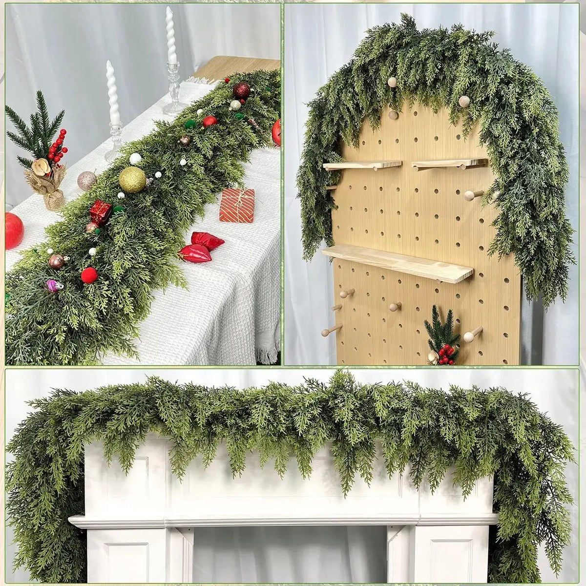 6 FT 2 Pcs Artificial Cedar Garlands, Real Touch Winter Cedar Garland🎄