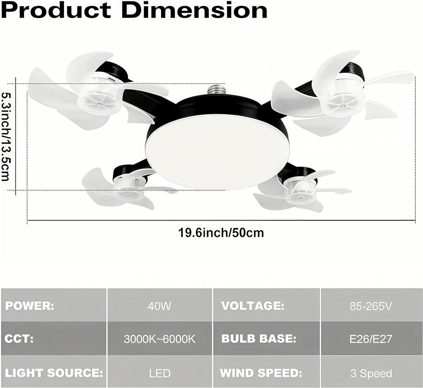 2026 New E27 Socket Ceiling Fan Light 💨 2-in-1 Fan Light