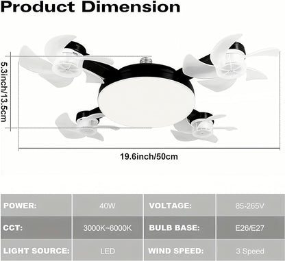 2026 New E27 Socket Ceiling Fan Light 💨 2-in-1 Fan Light