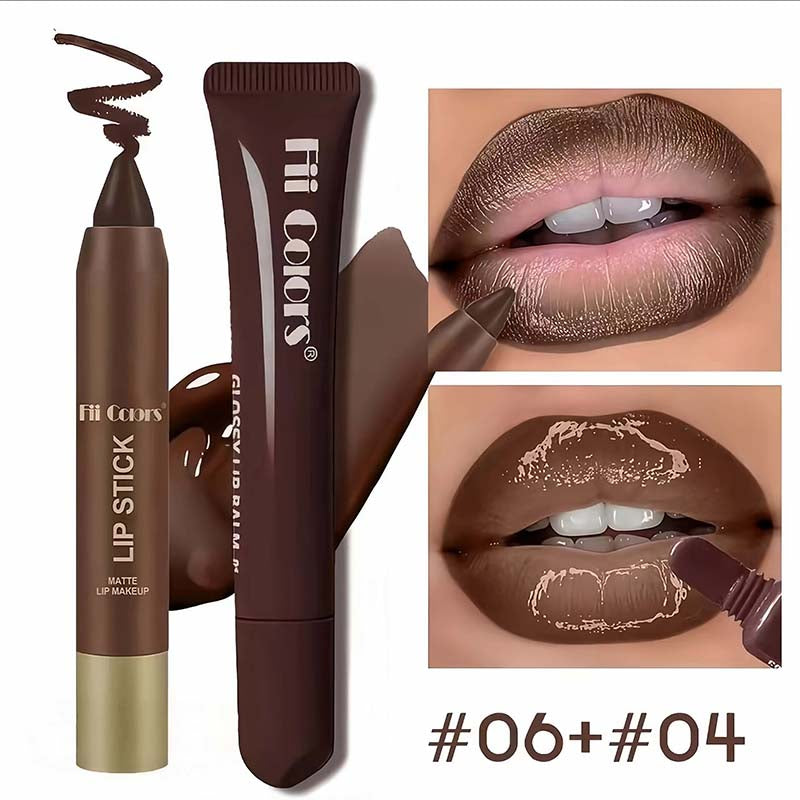 Matte Lip Liner & Moisturizing Lip Oil Cosmetic Set - Precise, Alcohol-Free Makeup Product💋