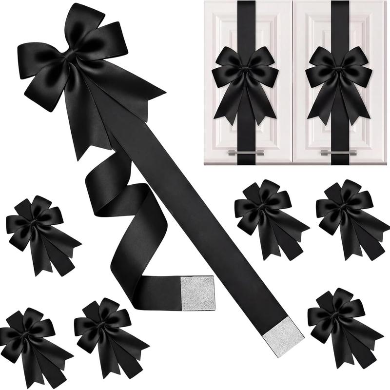 6 Pcs Red Christmas Cabinet Ribbons Bows for Kitchen Large Christmas Door Ribbon Cabinet Bows Locker 🎀🎄
