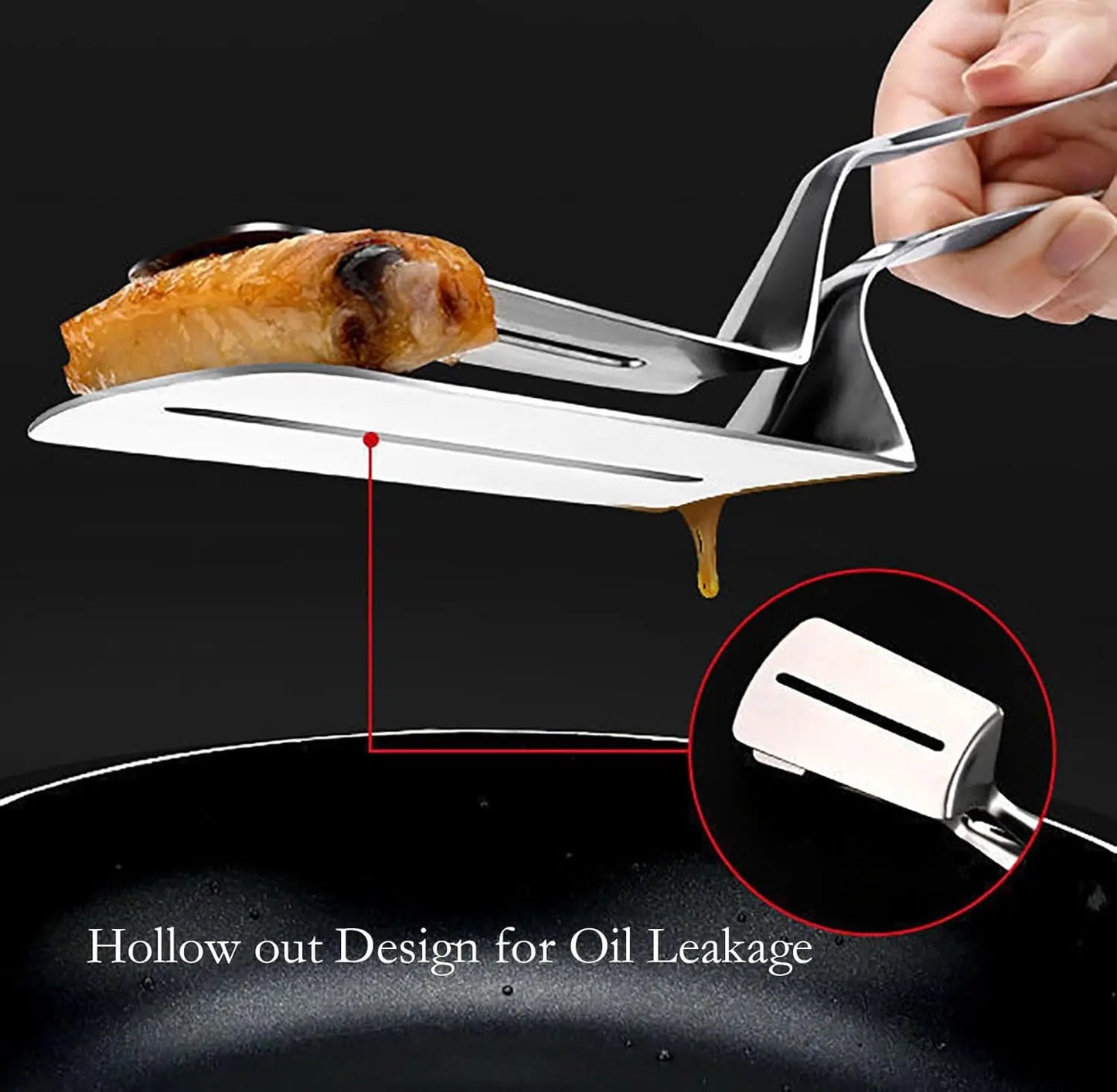 Stainless Steel Grill Clamp Spatula, Anti-Scald Extended Handle Spatula Tongs🔥