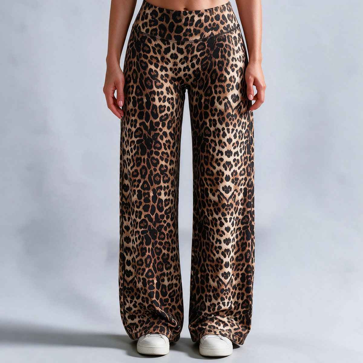 Women’s Light Simple Leopard-Print Wide-Leg Pants - Elastic Waistband, Fluid Drape 🐆