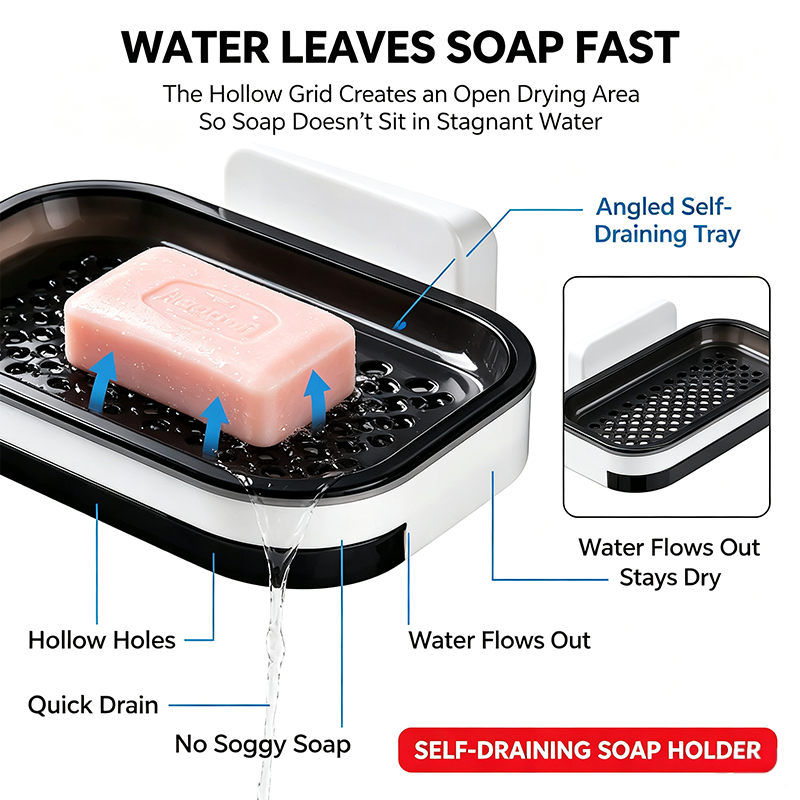 Wall Mounted Double-Layer Soap Bar Holder with Drainage Holes - Bathroom Accessory🧼