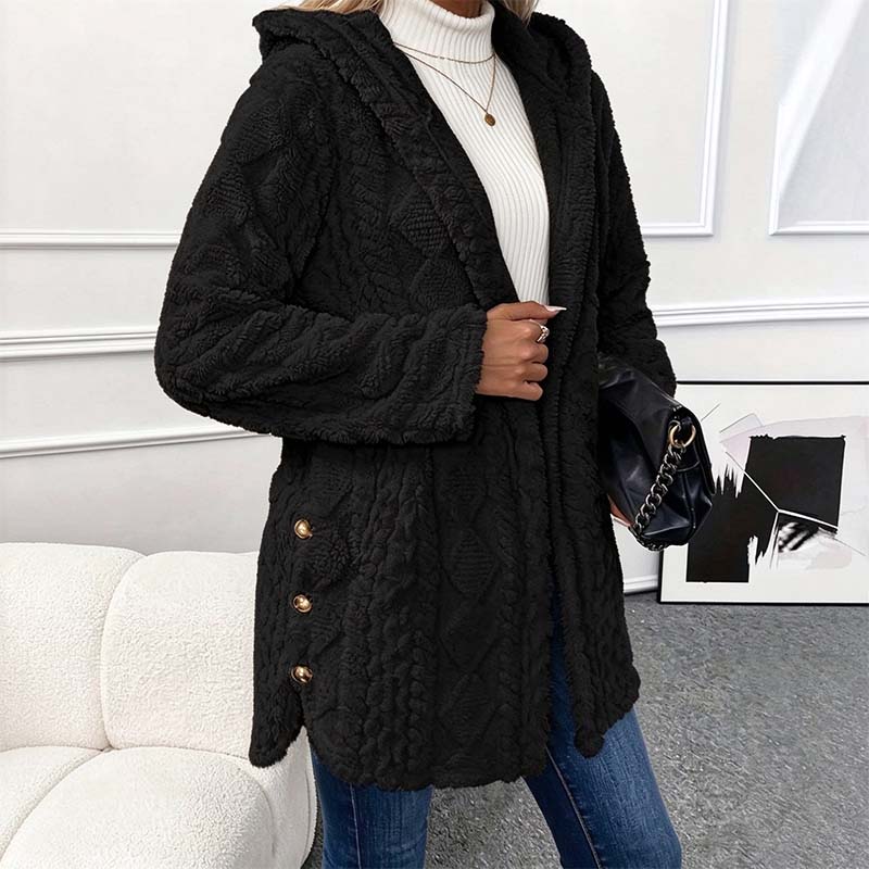 Women's Hooded Double-Sided Fleece Cardigan Long Sleeve Casual Warm Outerwear 🧥