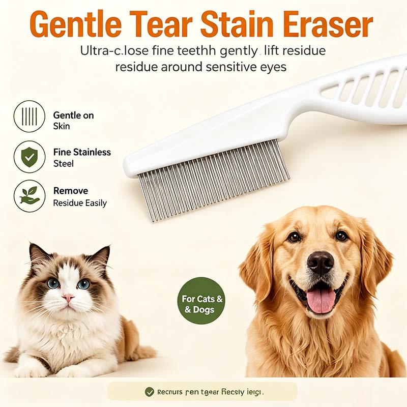 2PCS Pet Face Comb Set for Cats & Dogs, Fine Tooth Stainless Steel Grooming Comb🐾