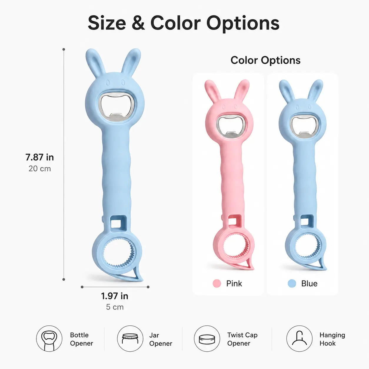 4-in-1 Multi-Function Bottle & Jar Opener, Bunny-Shaped Kitchen Opener Tool  🐰