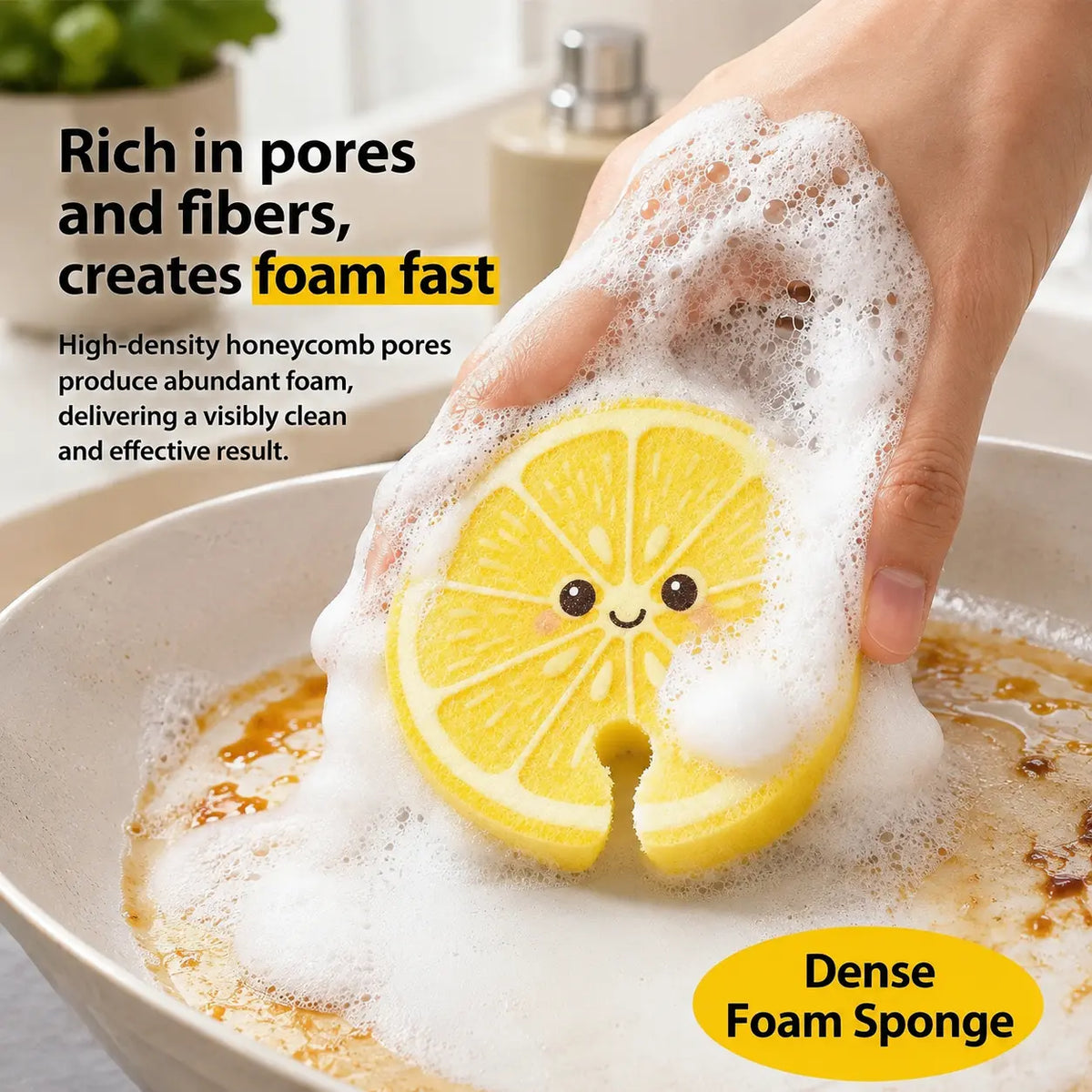 Compressed Cellulose Sponges - 3-Pack Fruit-Shaped Natural Pop-Up Kitchen Sponges🌍