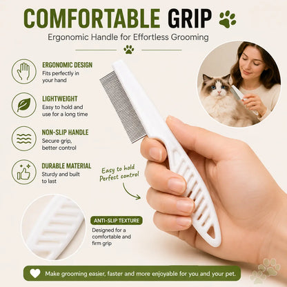 2PCS Pet Face Comb Set for Cats & Dogs, Fine Tooth Stainless Steel Grooming Comb🐾