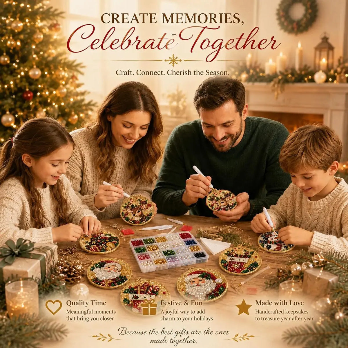 6Pcs/12Pcs Christmas DIY Diamond Painting Ornaments Kit, Xmas Tree Hanging Pendant🎄