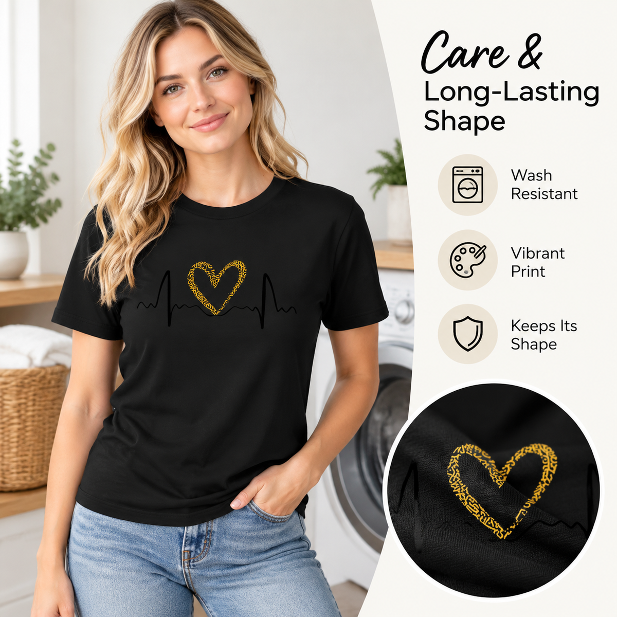 Women's Heart Graphic T-Shirt, Casual Oversized Fit Shortsleeve Top in ❤️