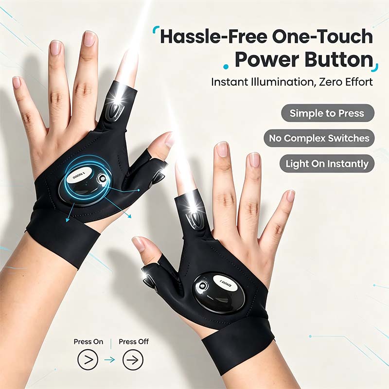 One Pair LED Finger Flashlight Gloves, Hands-Free LED Light Gloves for Fishing, Camping, Repair🧤