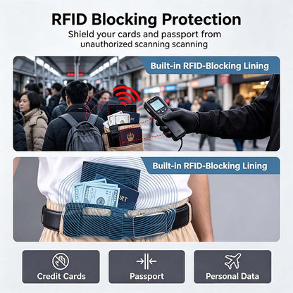 Anti-Theft Passport Pouch, Multifunctional Phone and ID Waist Pouch💳