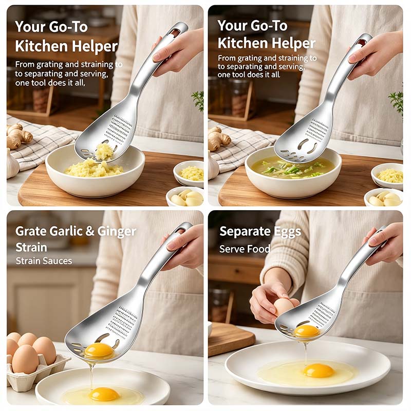 1 Count 304 Stainless Steel Multifunctional Kitchen Spoon🍳