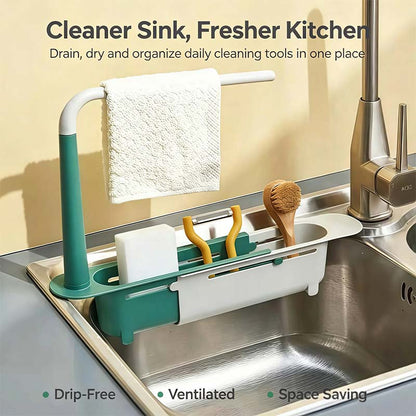 Retractable Sink Shelf — Adjustable-Length Sink Organizer🚰