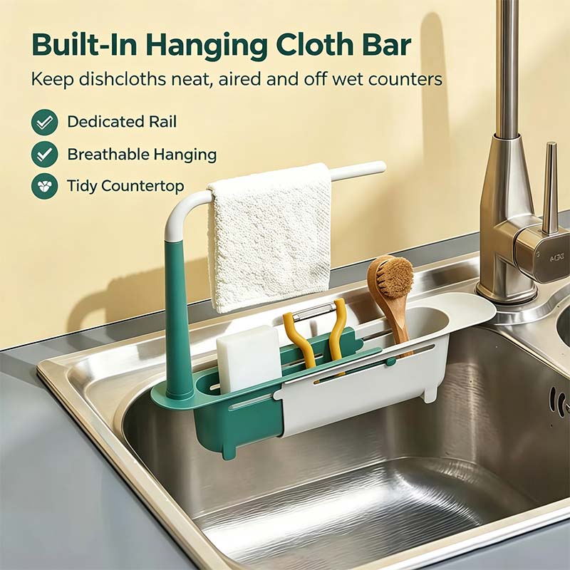 Retractable Sink Shelf — Adjustable-Length Sink Organizer🚰