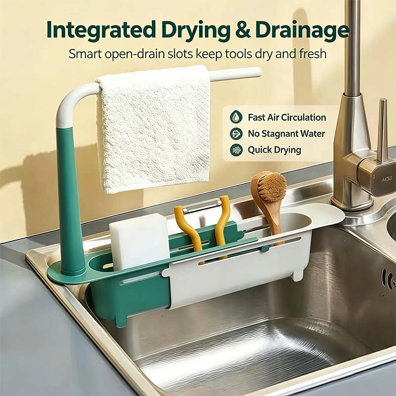 Retractable Sink Shelf — Adjustable-Length Sink Organizer🚰